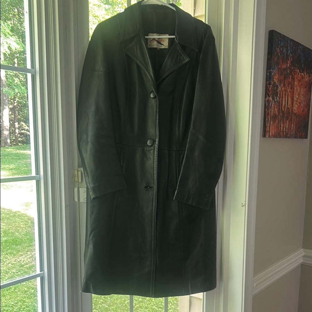 Ladies Black Leather Coat